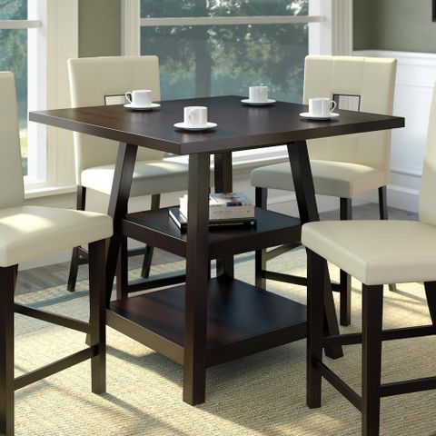 Corliving Bistro Cappuccino 36 In. Counter Height Square Dining Table ... in Finding the Perfect Brown Counter Height Square Table for Your Space